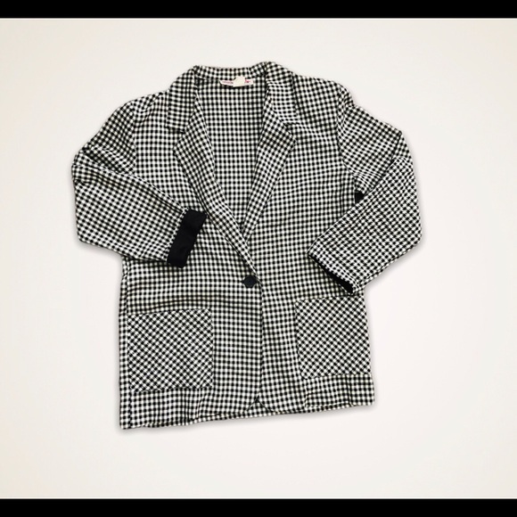 Michel Nicole Gingham oversized structured blazer - Picture 2 of 2